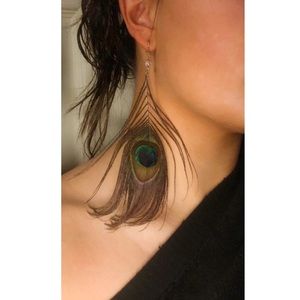 Authentic Peacock Feather Earrings